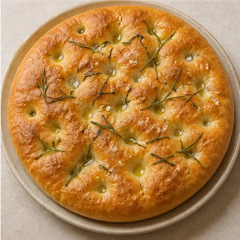Focaccia casera dorada con romero