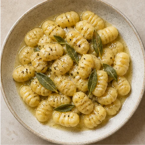 Ñoquis de papa con manteca de salvia